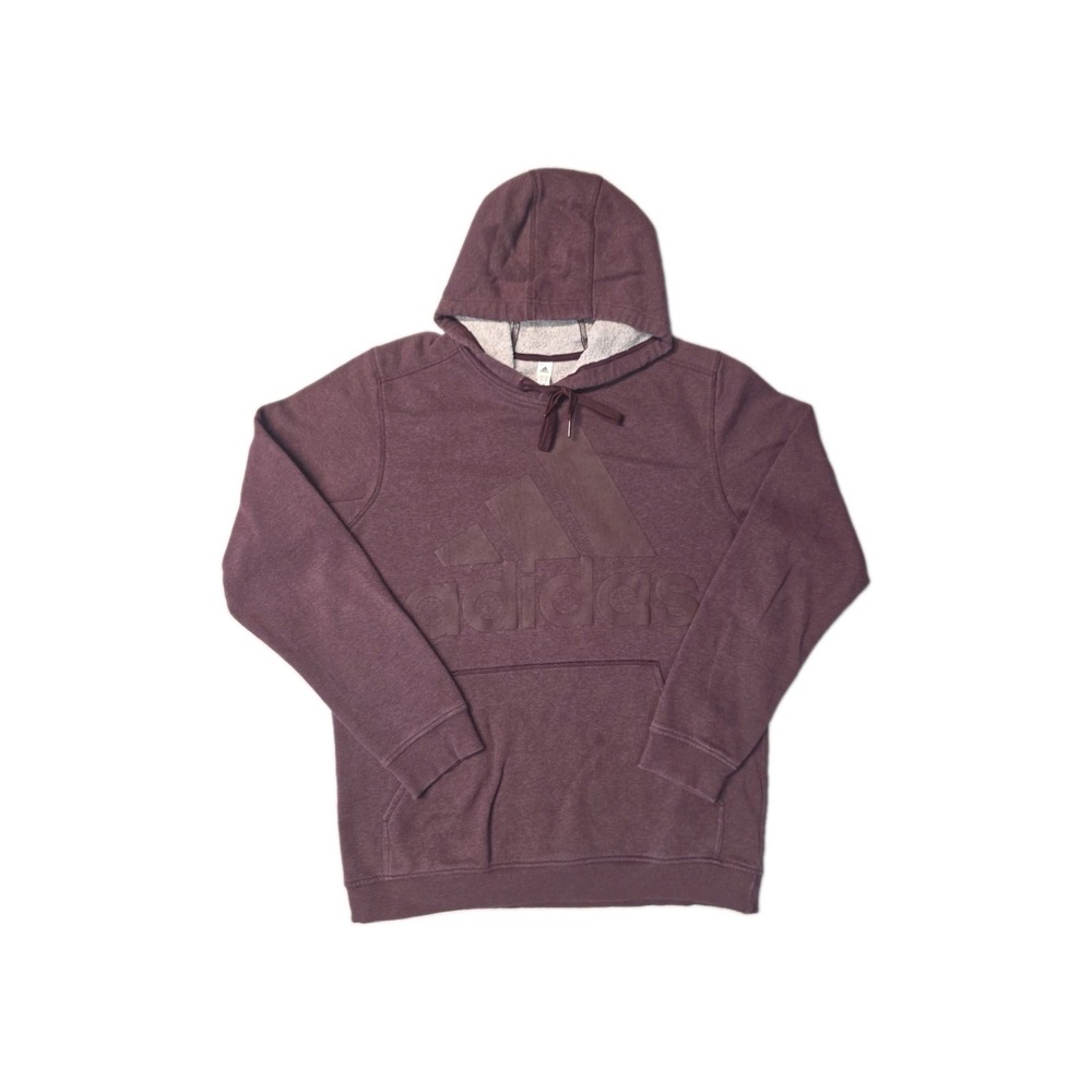 adidas Essentials Fleece Pullover Burgundy Maroon Size L Lined Hoodie Sweatshirt